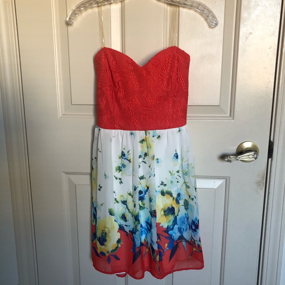 Strapless floral dress